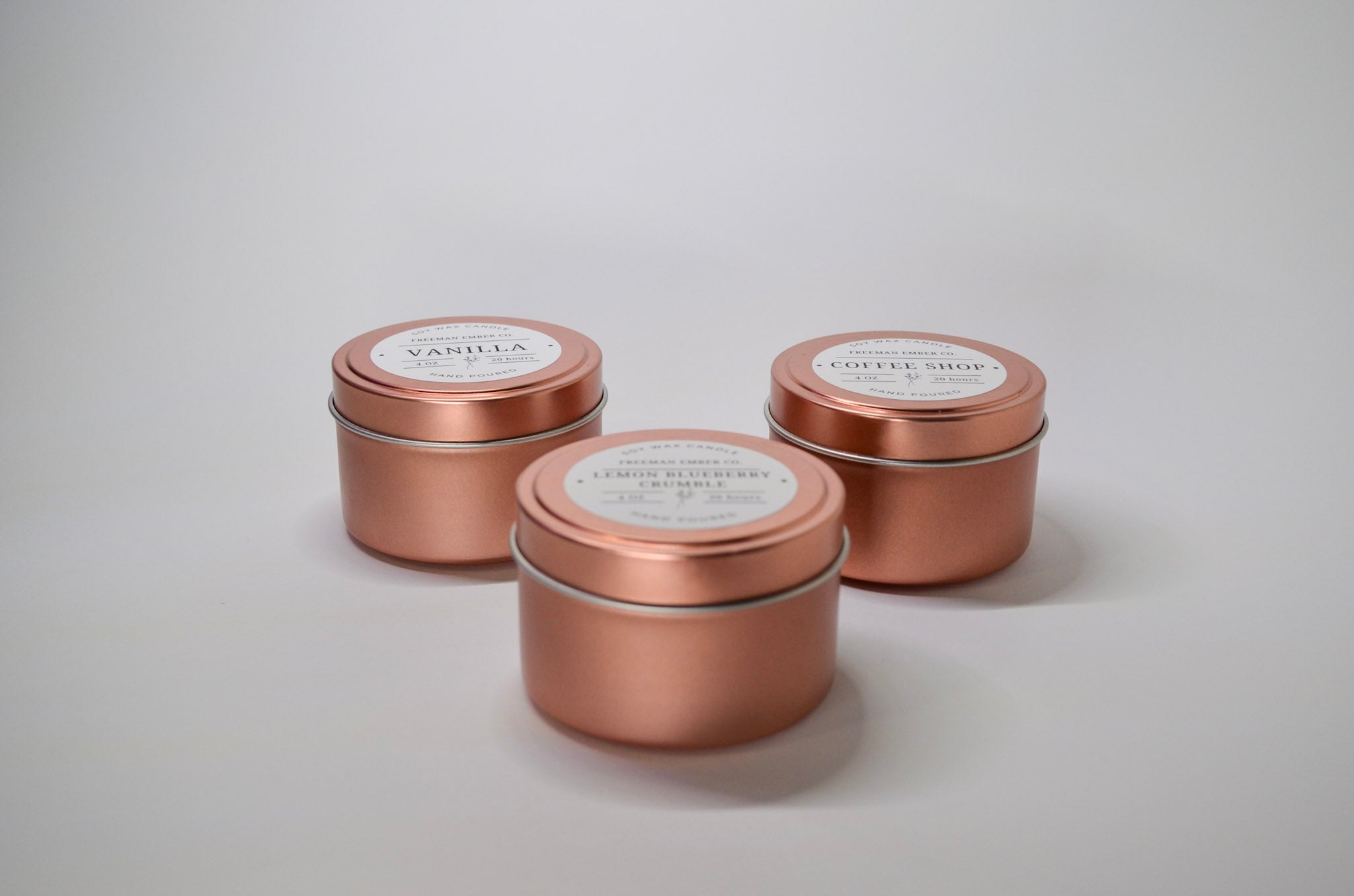 Signature 4oz Rose Gold Tin - Blueberry Cheesecake Scent