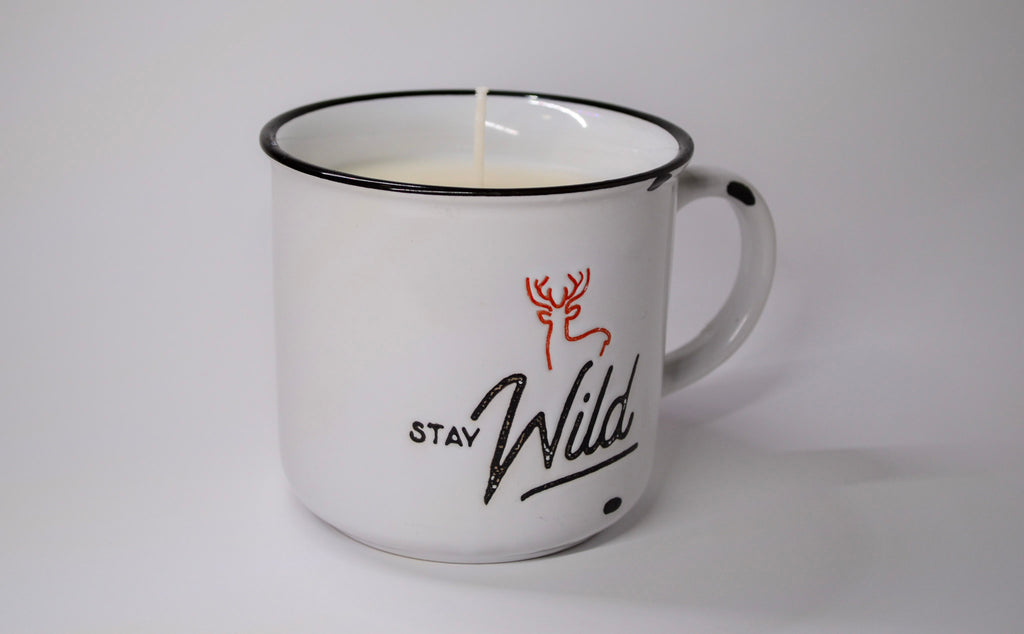 White Enamel Outdoors Mug Candle - Himalayan Bamboo Scent