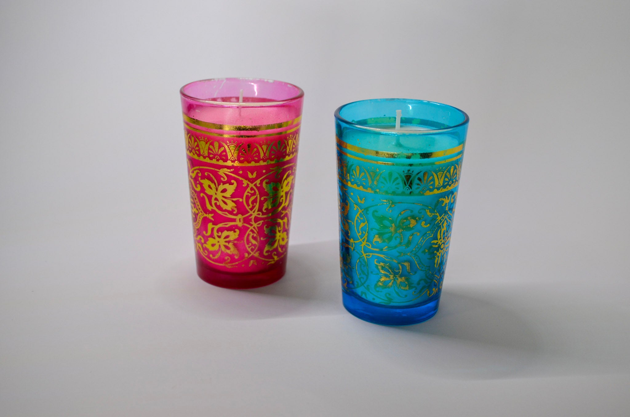 Pink & Blue Gold Floral Candle Set - Solar Sands