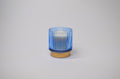 Blue & Gold Ribbed Glass Candle