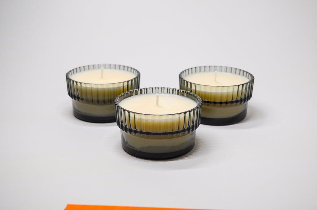 Gradient Ribbed Glass Candle - Orange Creamsicle