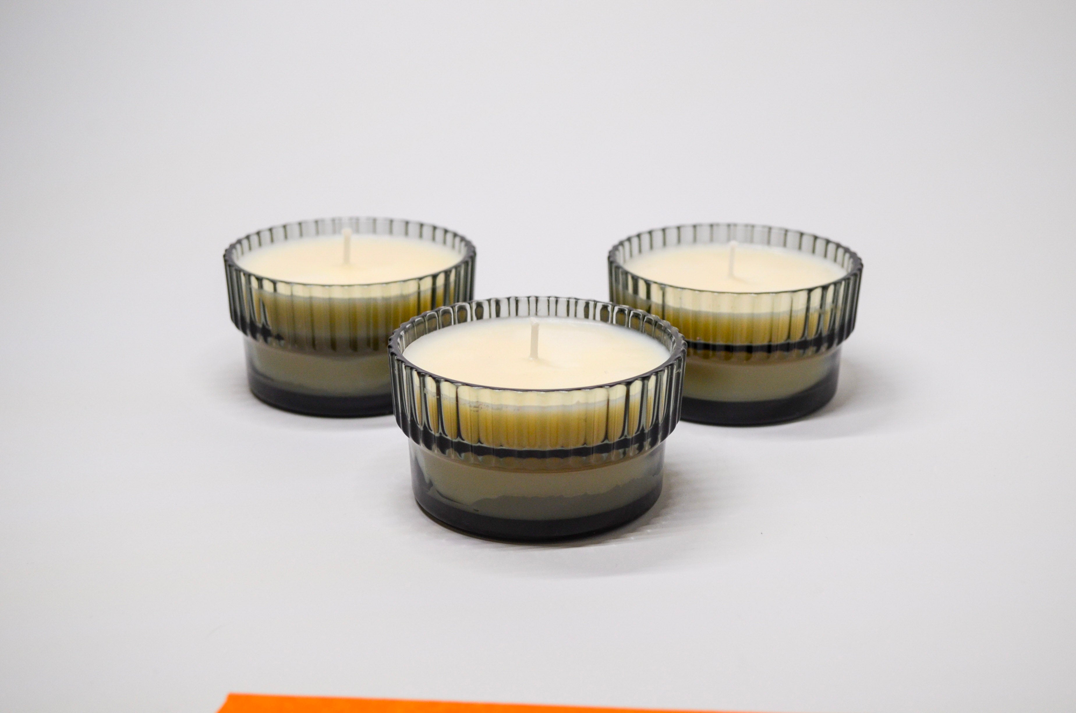 Gradient Ribbed Glass Candle - Orange Creamsicle