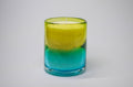 Yellow–to–Turquoise Gradient Glass Candle - Caribbean Teakwood