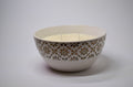 White + Gold Cutout Ceramic Bowl Candle (Dual Wick) - Spun Cotton
