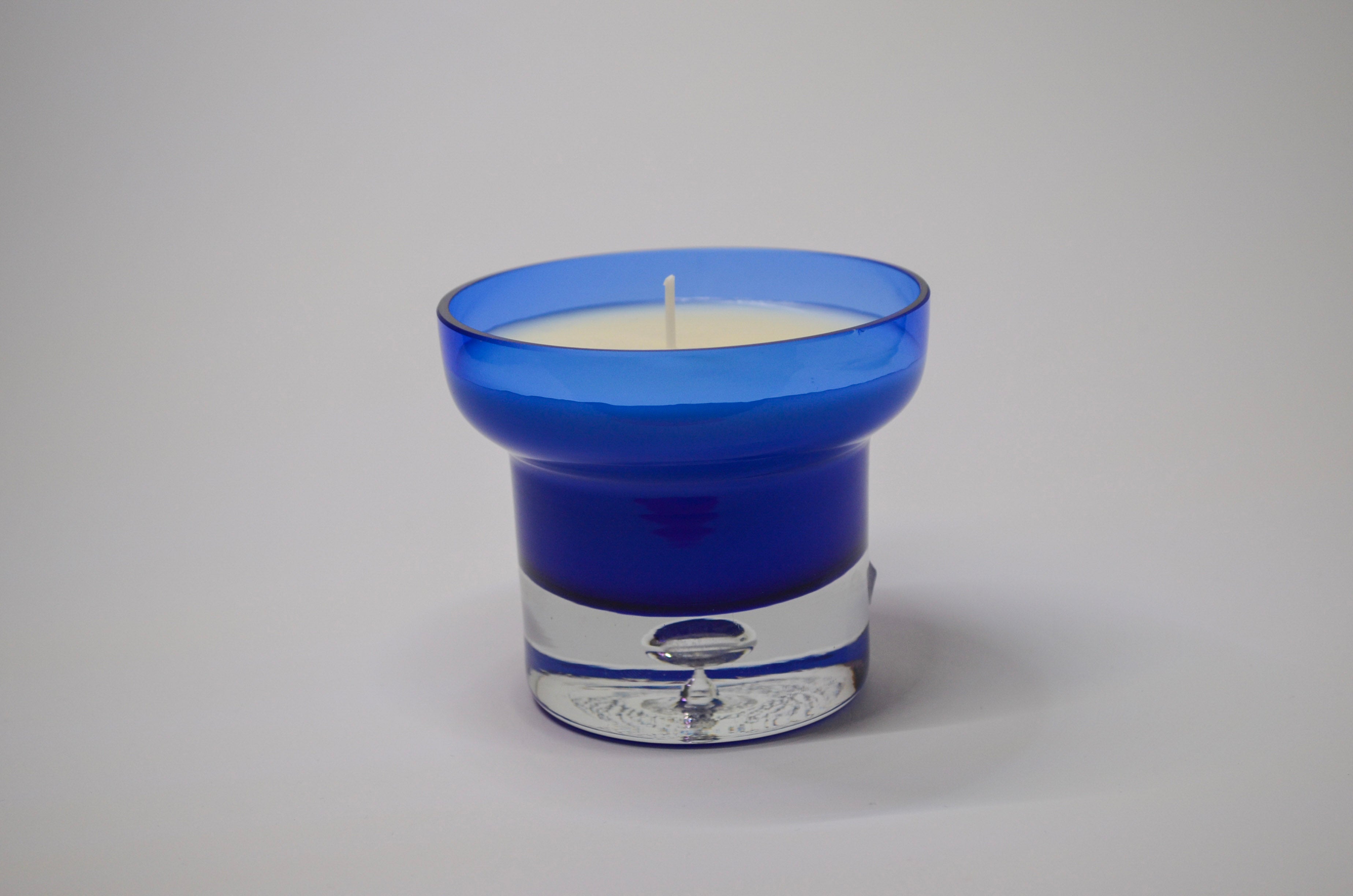 Blue Modern Glass Candle - Black Raspberry Vanilla