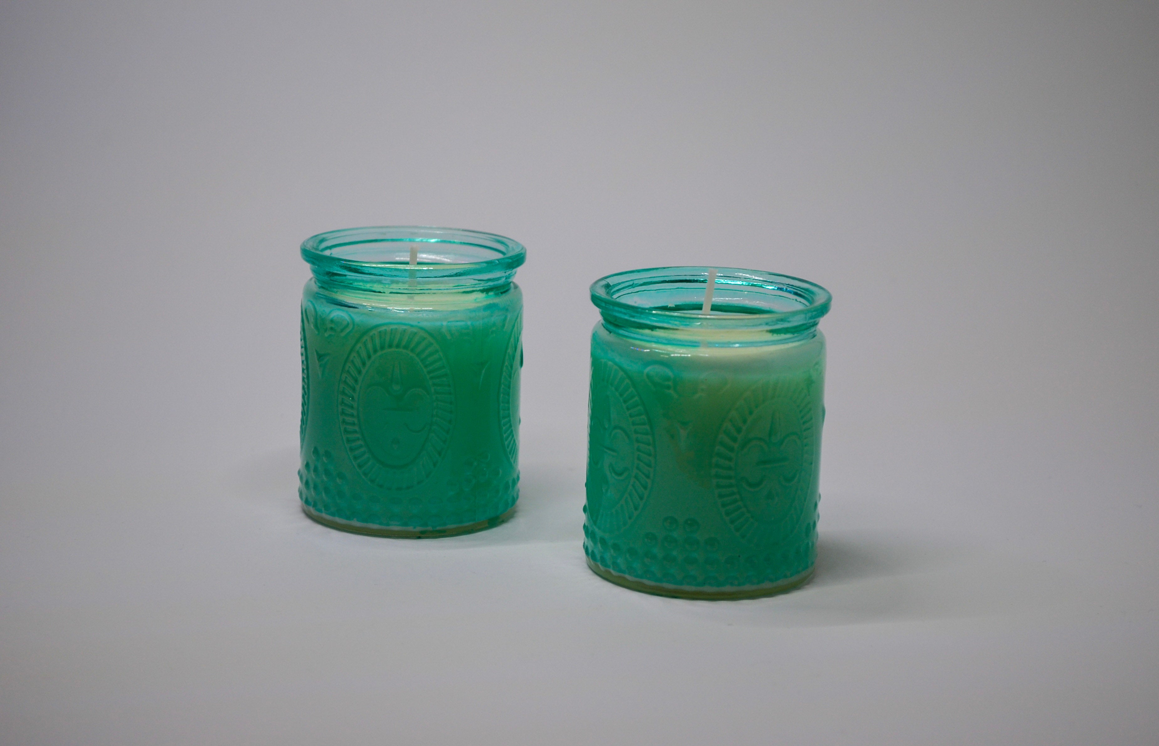 Teal Embossed Glass Candle - Black Raspberry Vanilla
