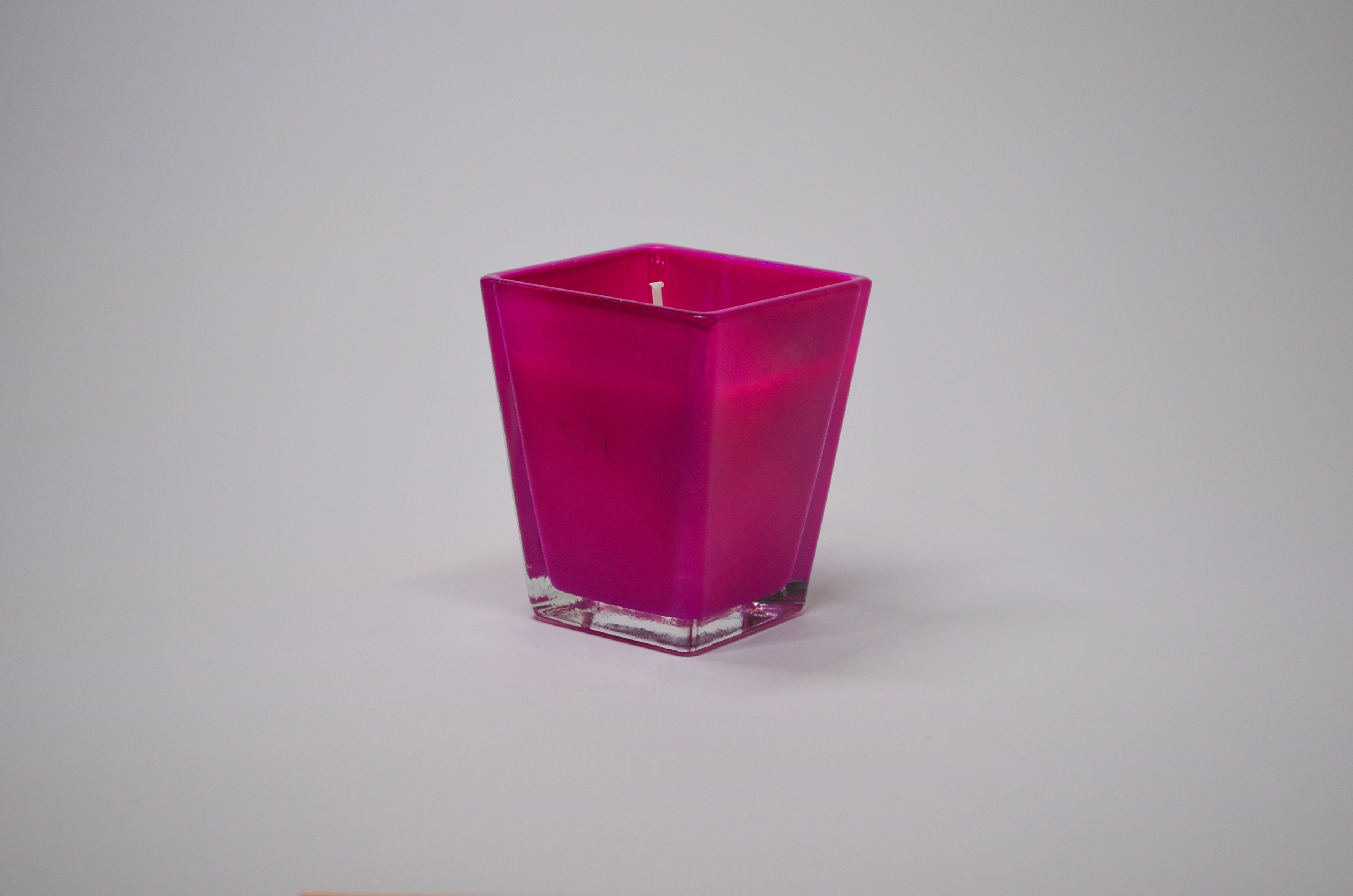 Pink Square Glass Candle - Black Raspberry Vanilla