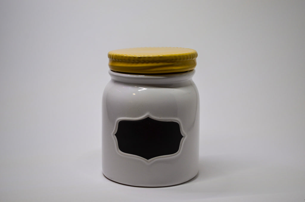 White Ceramic Jar Candle (Yellow Lid) - Spun Cotton