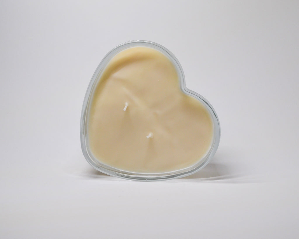 Heart‑Shaped Glass Candle (Dual Wick) - Japanese Cherry Blossom