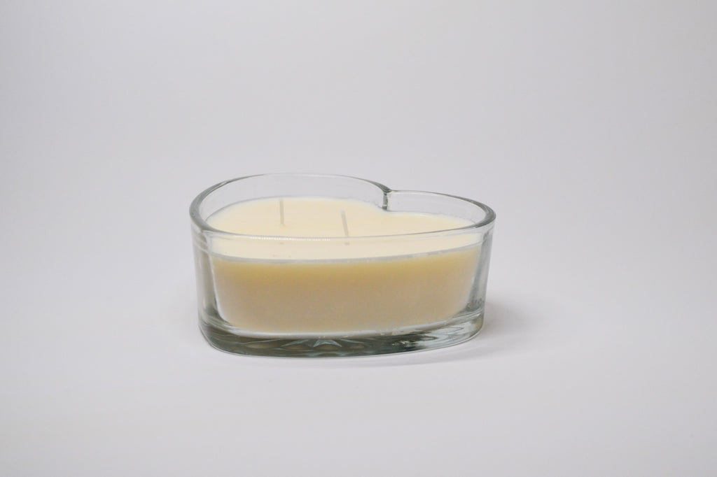 Heart‑Shaped Glass Candle (Dual Wick) - Japanese Cherry Blossom