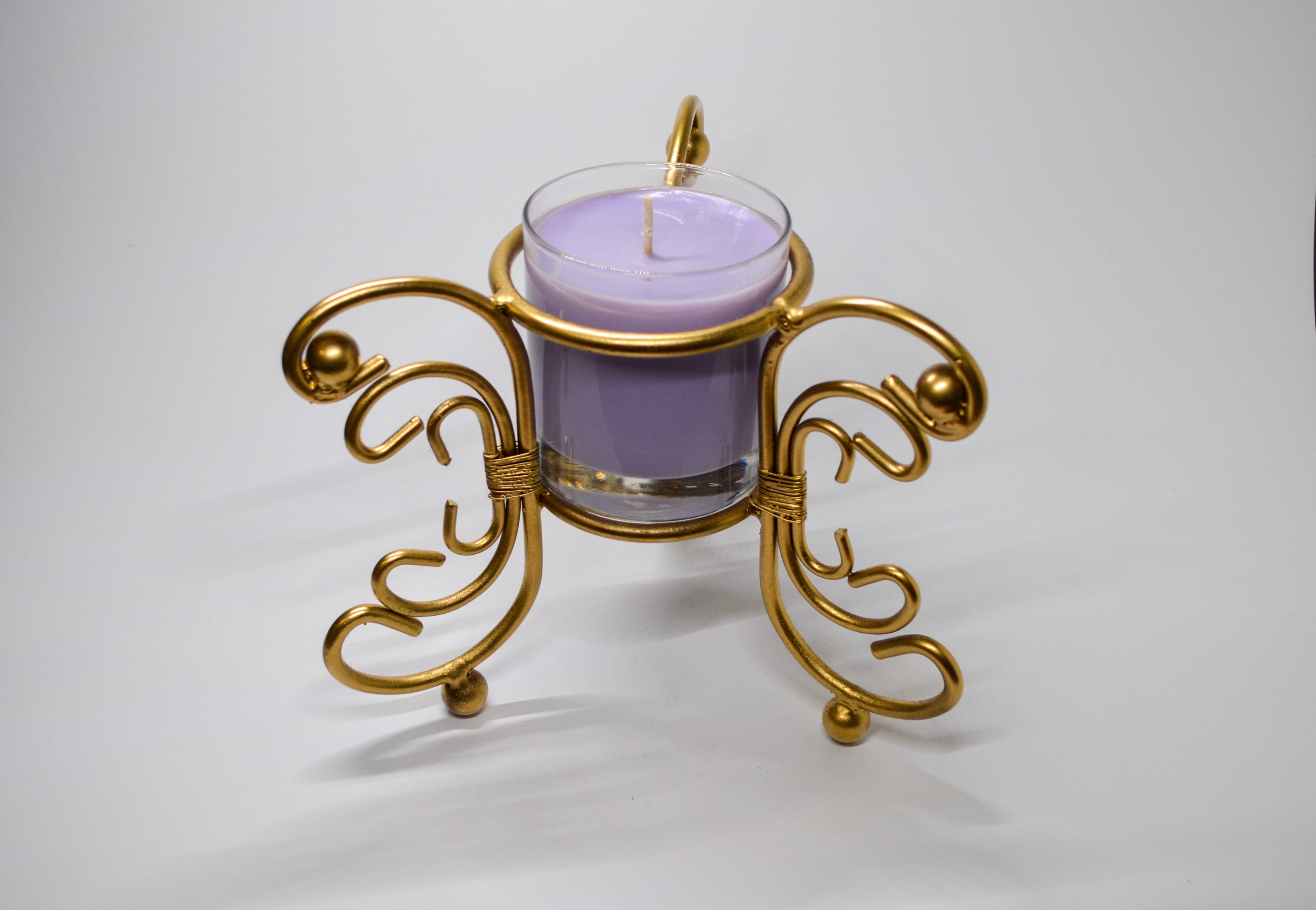 Gold Metal Candle Holder - Lavender Driftwood