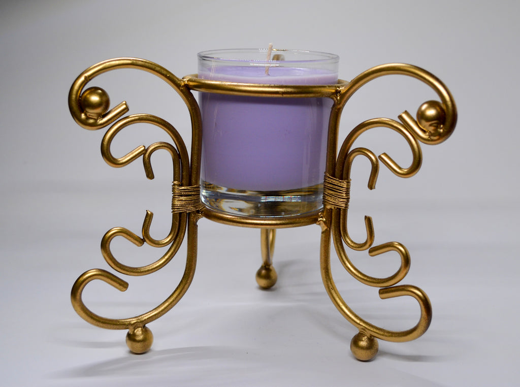 Gold Metal Candle Holder - Lavender Driftwood