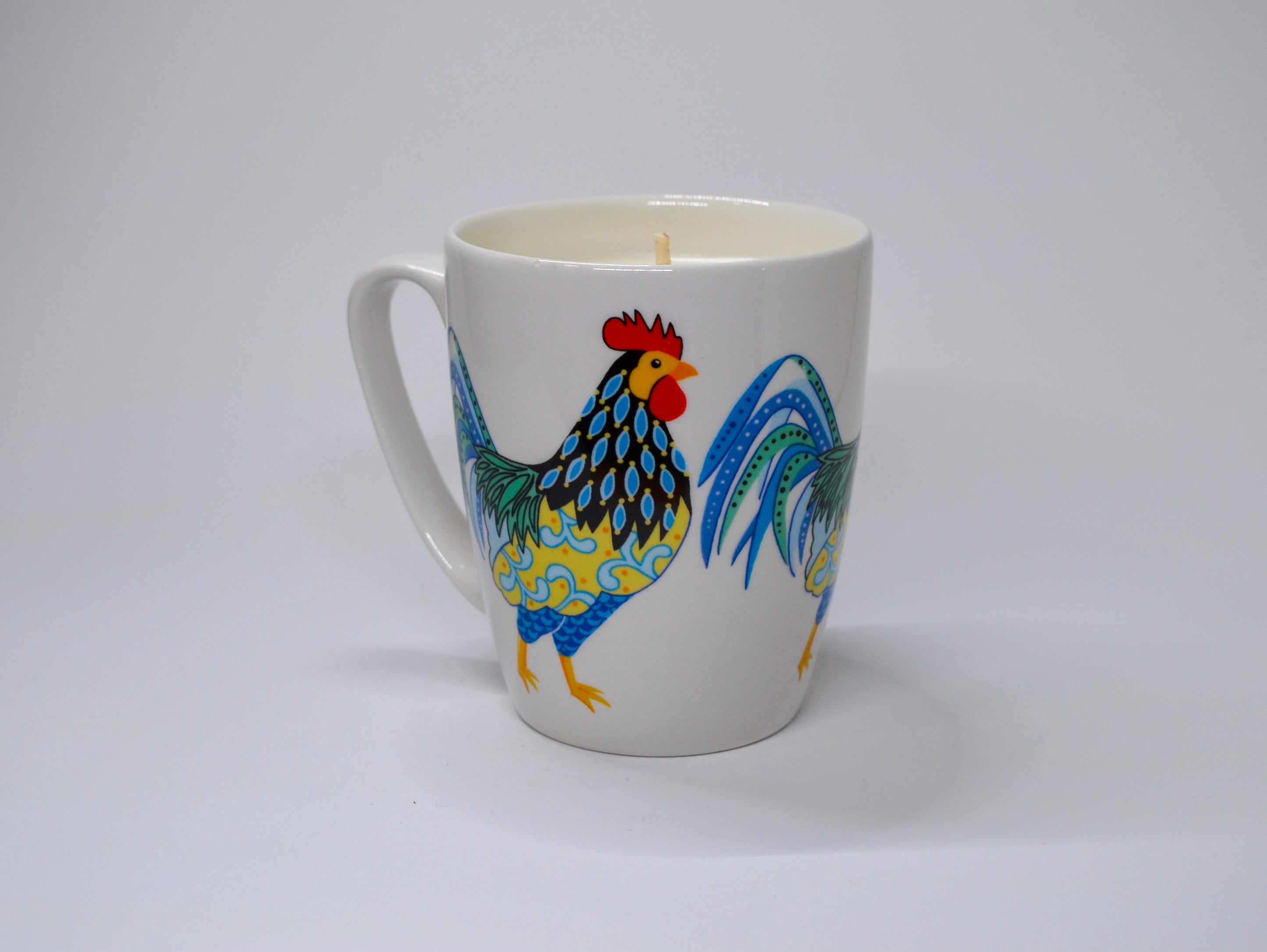 Colorful Rooster Mug Candle - Blood Orange