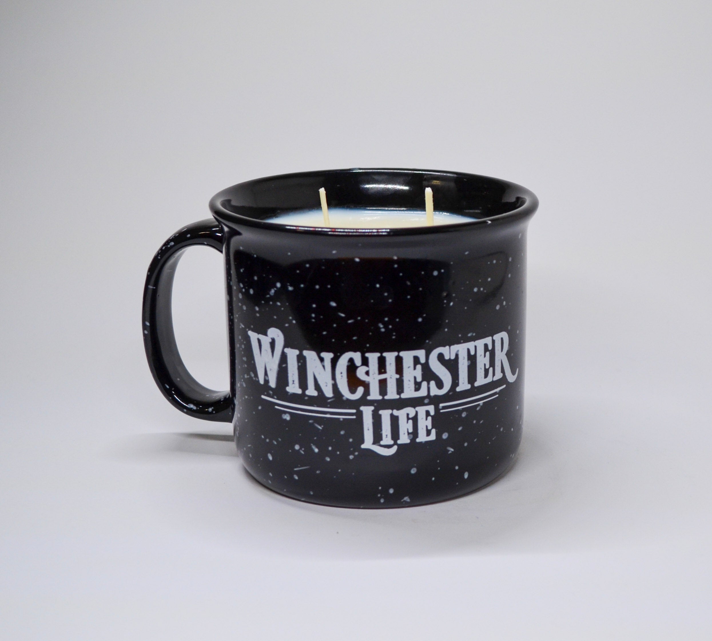 Black “Winchester Life” Mug Candle - Coconut Lime Verbena