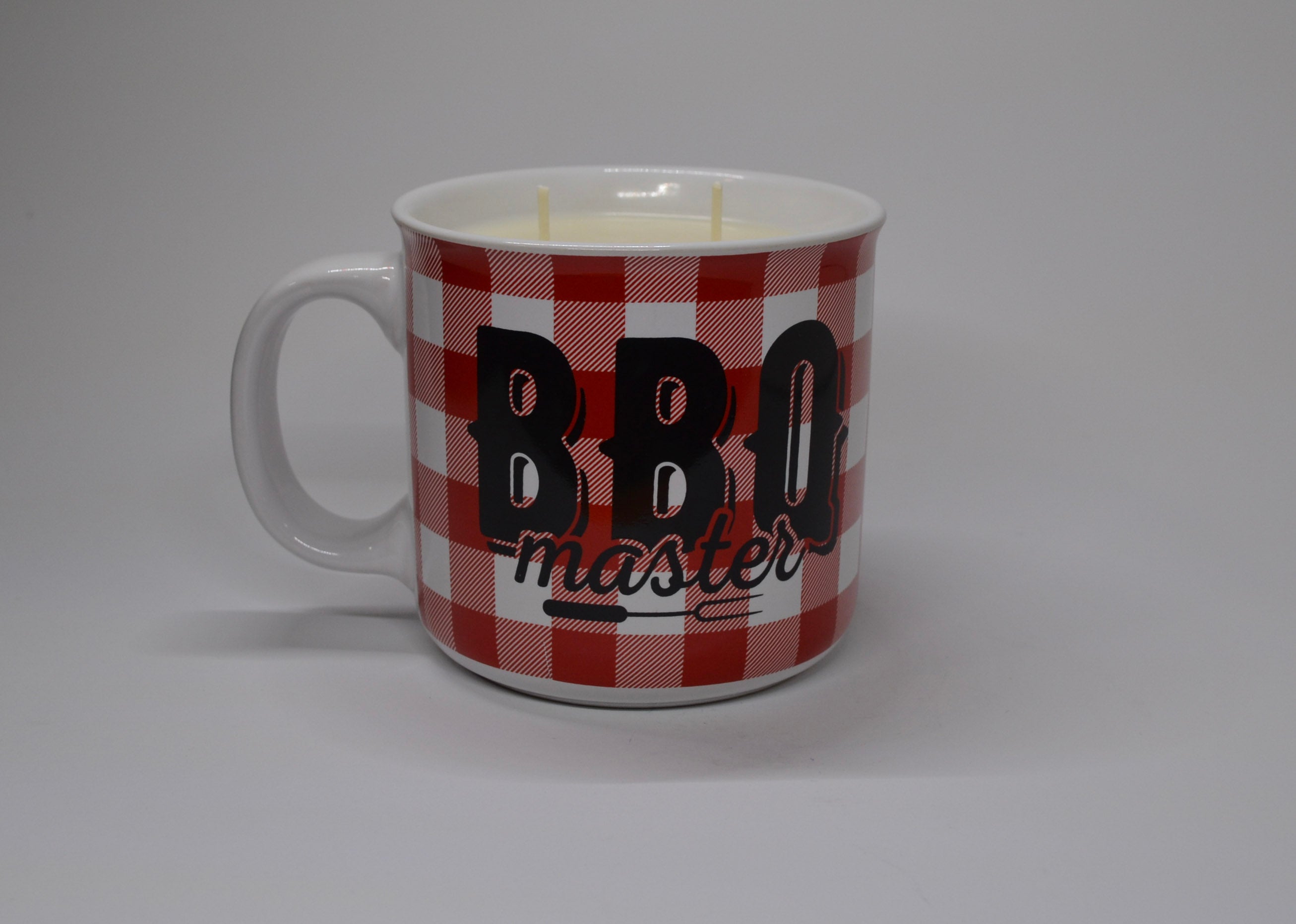 “BBQ Master” Checkered Mug Candle (Dual Wick) - Maple Sugar Vanilla