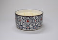 Blue & Red Patterned Ceramic Candle (Dual Wick) - Coconut Lime Verbena