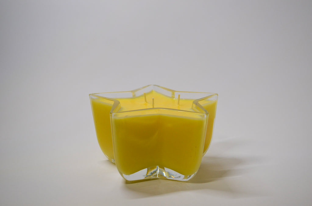 Yellow Star‑Shaped Glass Candle