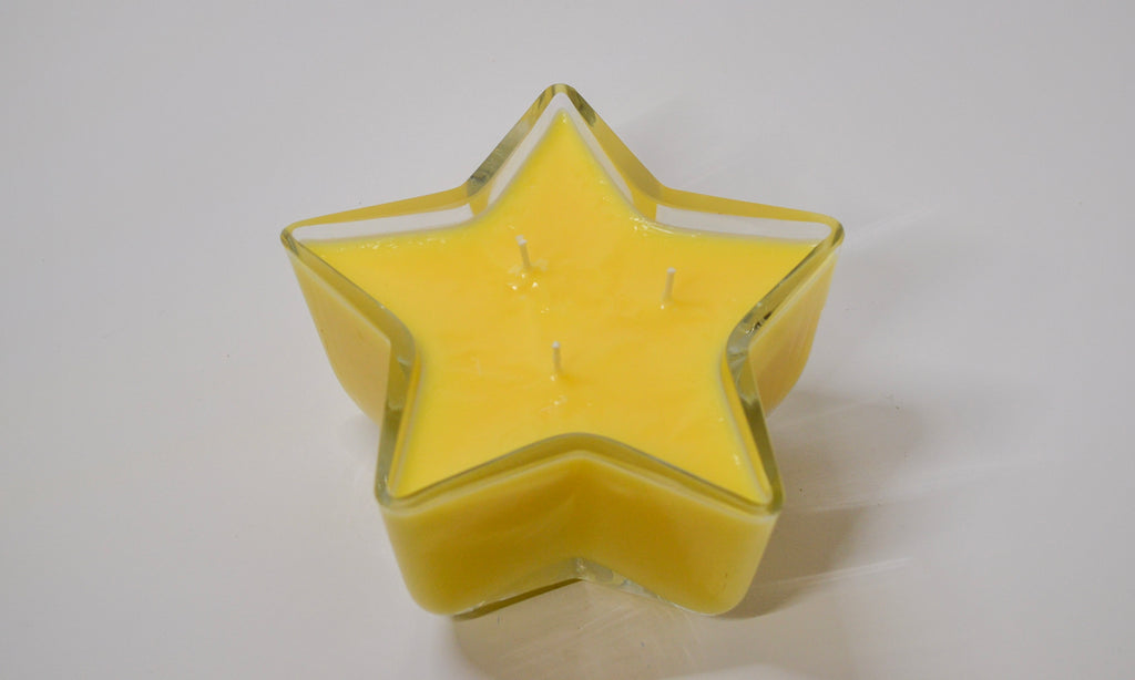 Yellow Star‑Shaped Glass Candle