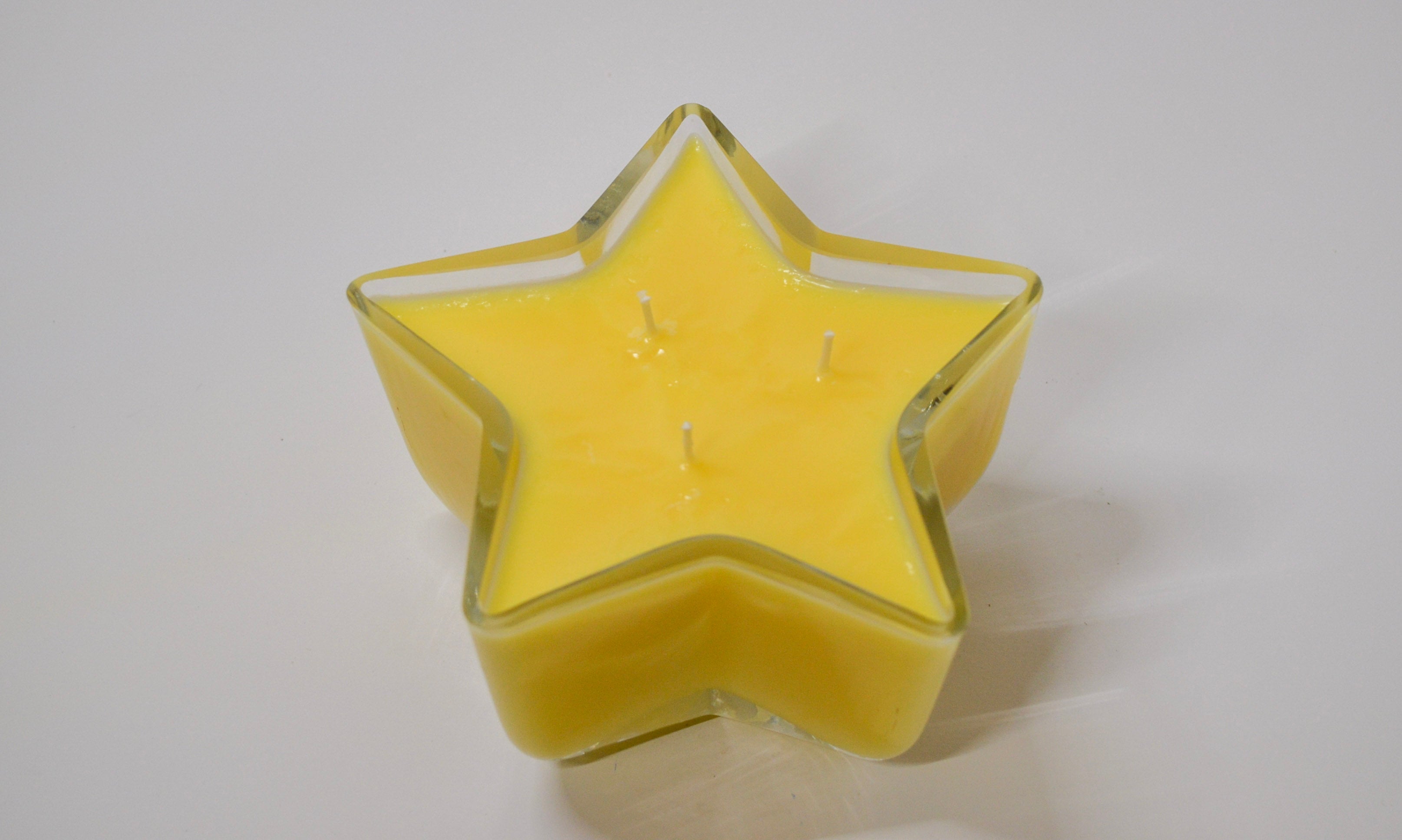 Yellow Star‑Shaped Glass Candle