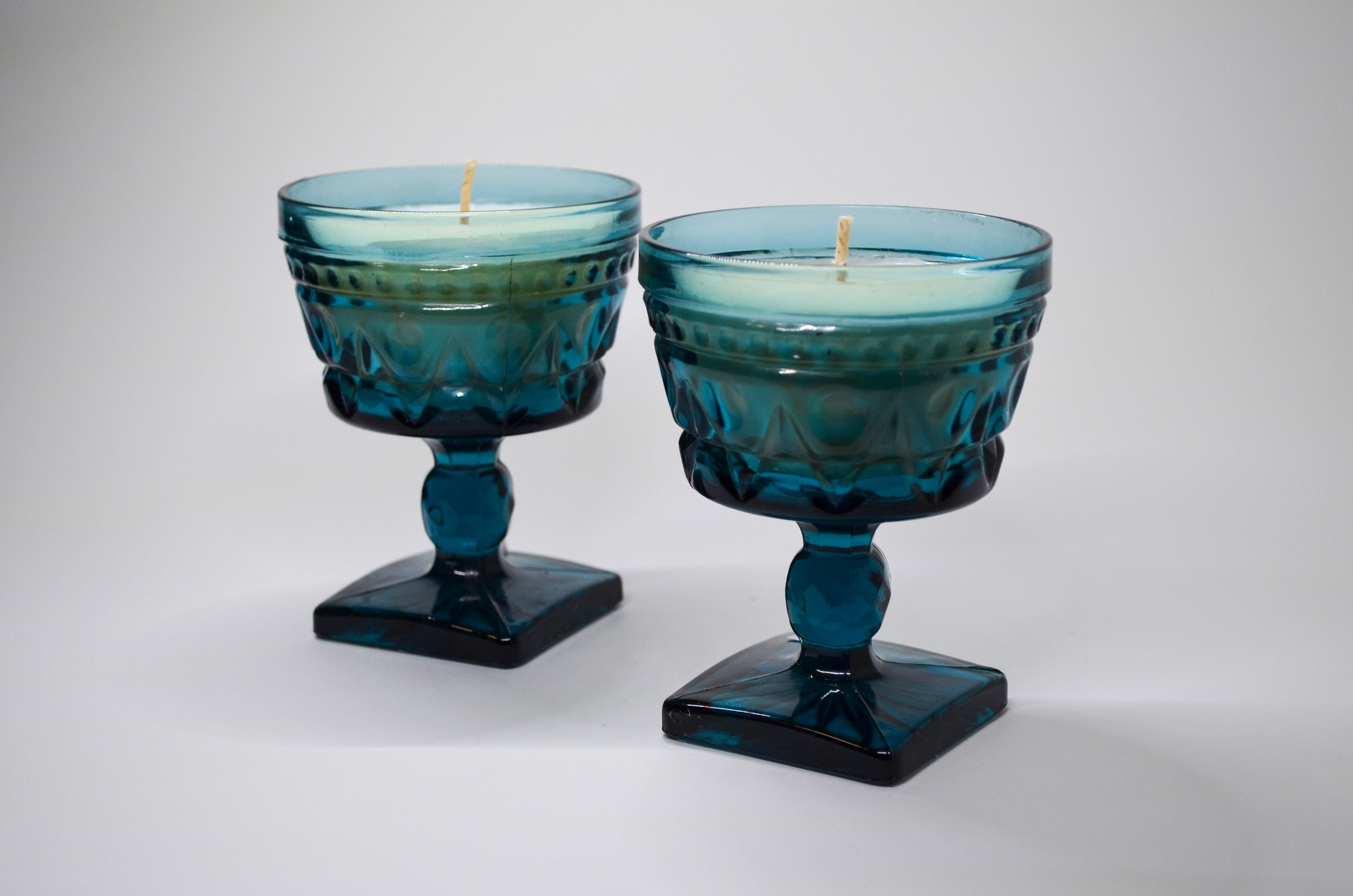 Blue Pedestal Glasses
