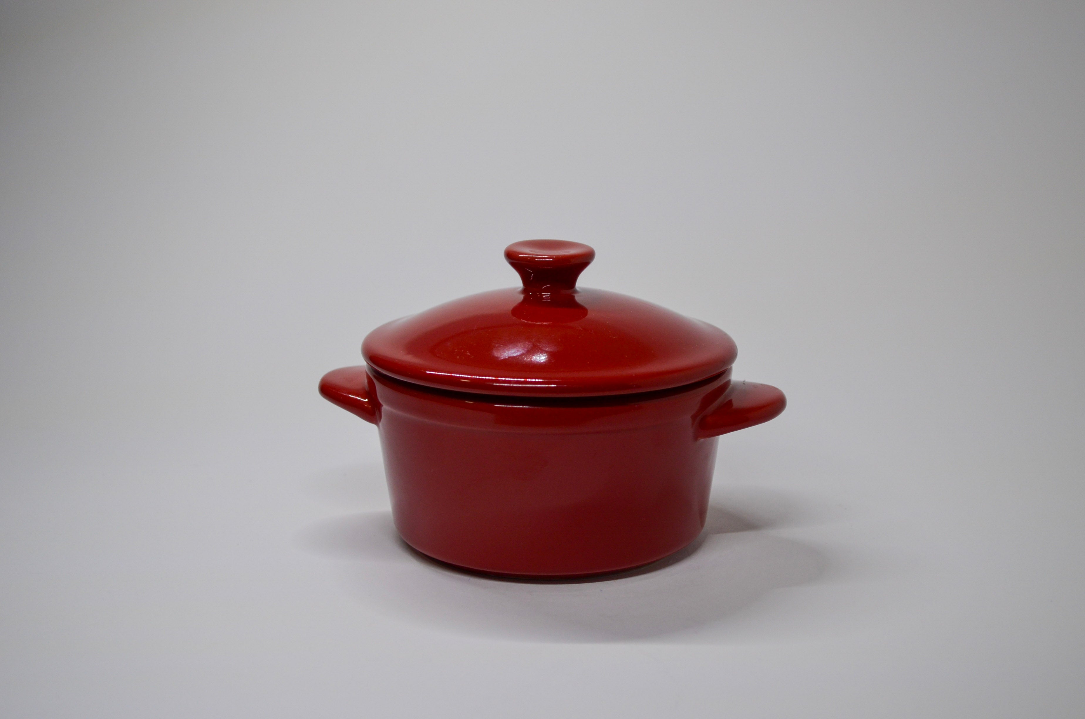 Red Ceramic Pot Candle with Lid (Double Wick)