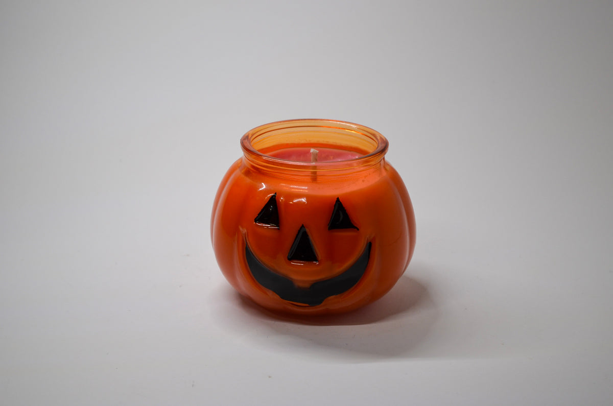 Orange Glass Jack‑O’‑Lantern Candle — Macintosh Apple