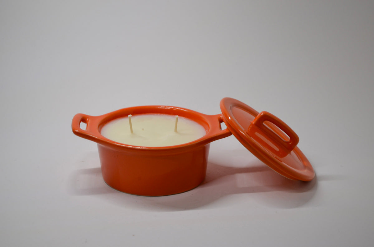 Orange Mini Casserole Dish Candle — Crème Brûlée