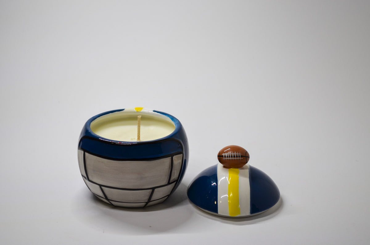 Football Helmet Candles — Butterscotch & Bourbon + Lavender Driftwood