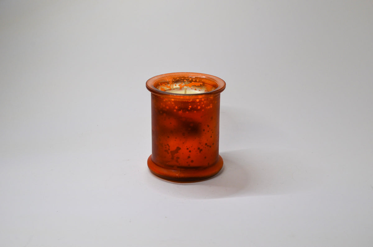 Spotted Orange Glass Candle - Lemon Blueberry Crumble