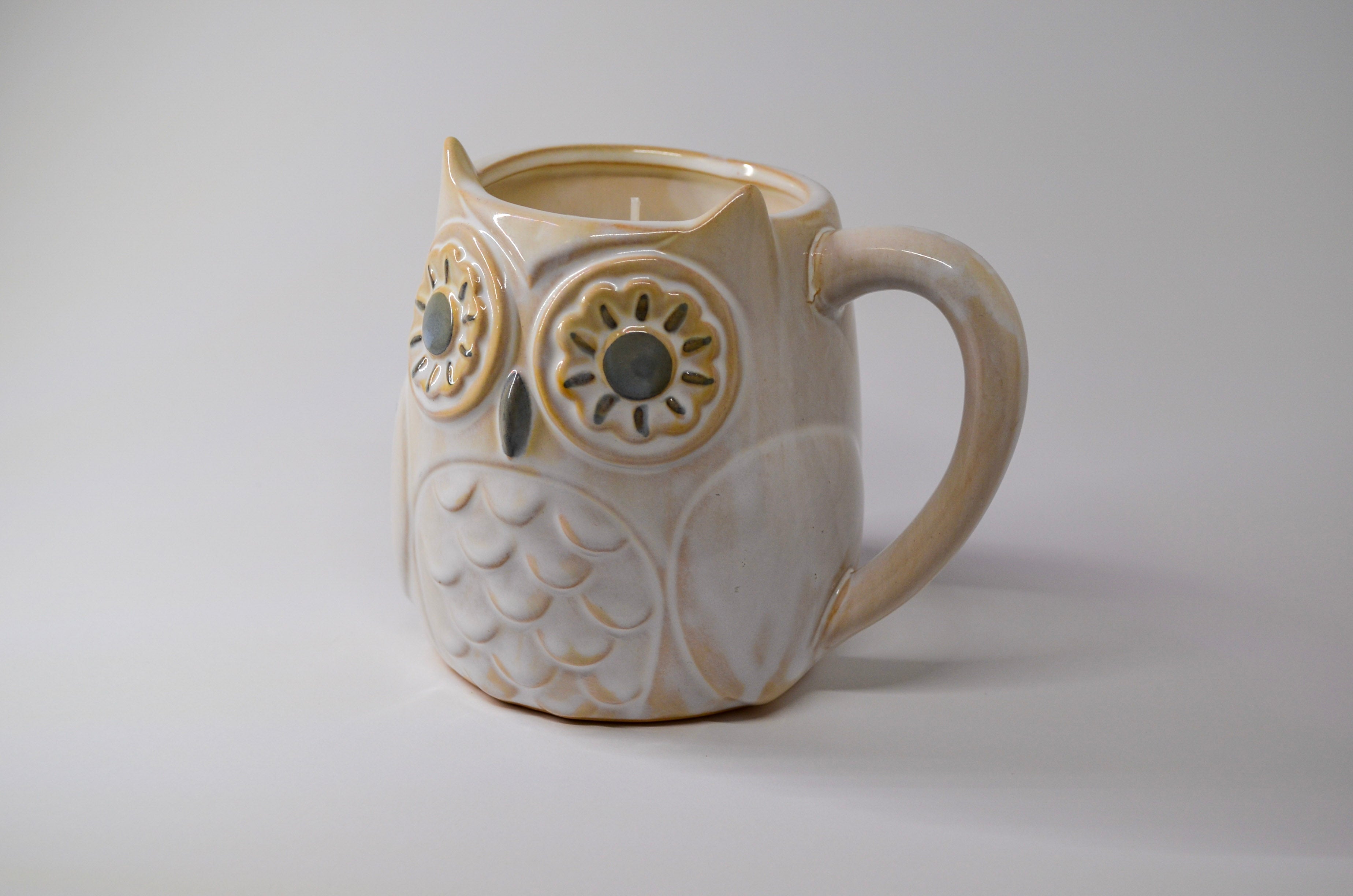 White Owl Mug Candle - Coffee Shop Scent