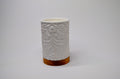 Embossed Ceramic Vase with Wood Base - Lavender
