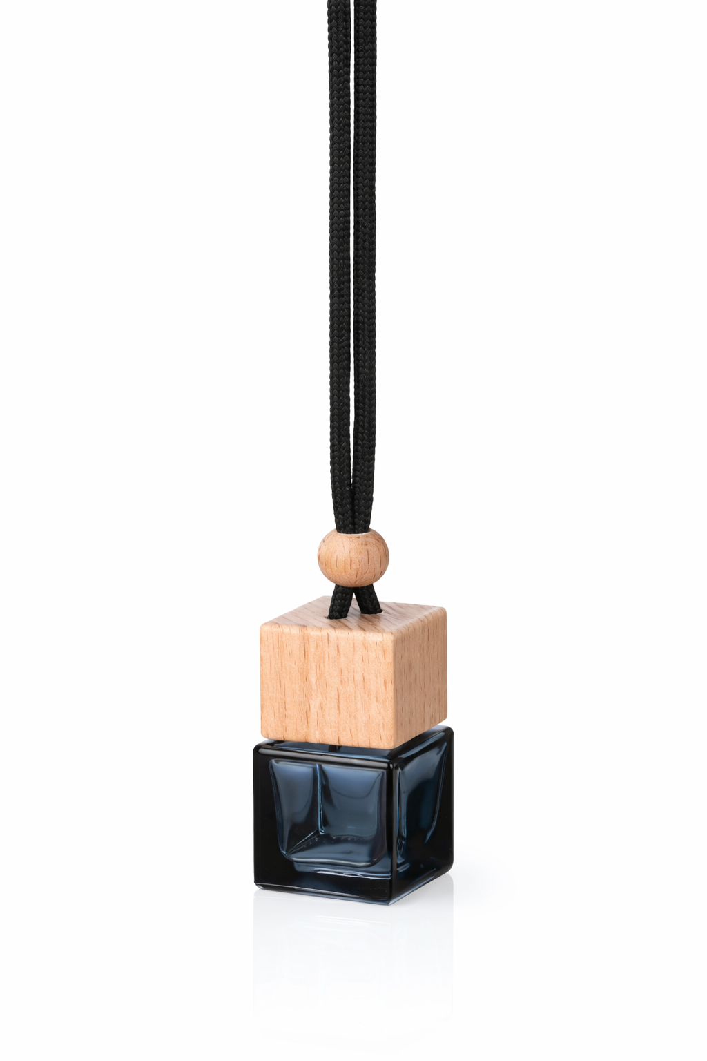 Hanging Car Diffuser – Refillable Glass + Natural Wood Cap